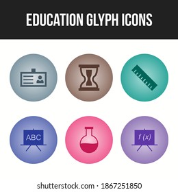 Beautiful Six Education and Schooling glyph Icon set