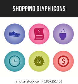 Beautiful six shopping and business glyph icon set