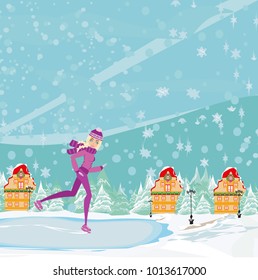 Beautiful skater, Vector Illustration
