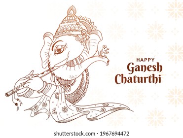 Beautiful sketch art ganesh chaturthi card design