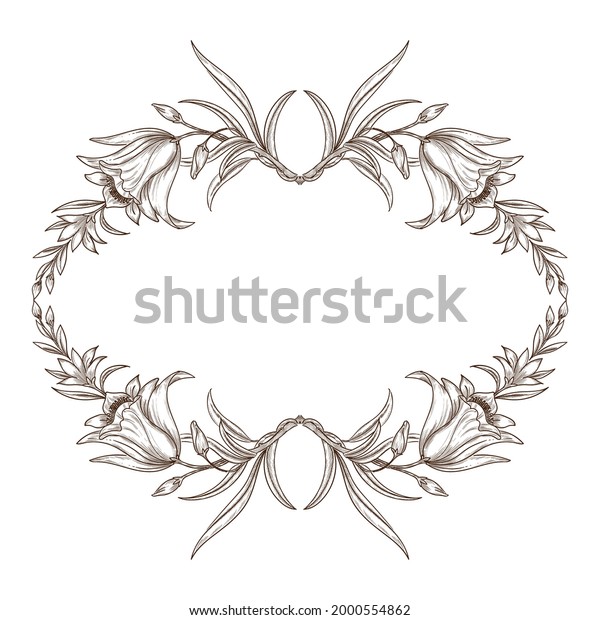 Beautiful sketch floral frame
design