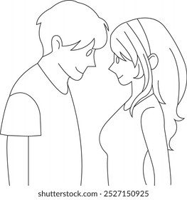 the beautiful sketch of girl and boy coloring page 