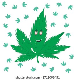 
Beautiful sketch of hemp and face, also suitable background from small leaves