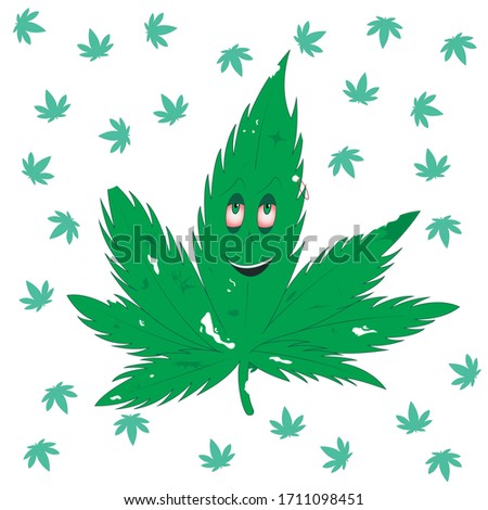 
Beautiful sketch of hemp and face, also suitable background from small leaves