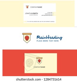 Beautiful Skull flag Logo and business card. vertical Design Vector