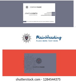 Beautiful Skull Logo and business card. vertical Design Vector