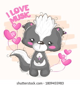 Beautiful skunk listening from her music player