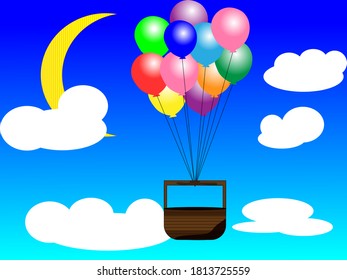 Beautiful sky balloons are floating in the sky
