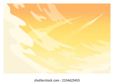 Beautiful sky. Sunrise or sunset with clouds and sunshine, heavenly cloud panorama. Landscape in different time of the day with cumulus. Flat vector illustration