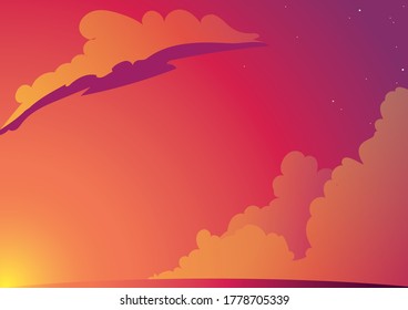 hermoso cielo al atardecer con nubes y cielo estrellado