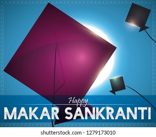 Beautiful sky view with kites -or patang- covering the Sun during the traditional Indian Makar Sankranti festival.