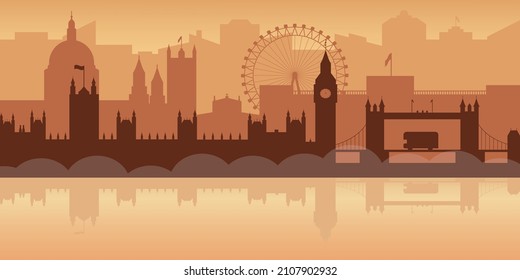 
Beautiful skyline of London. Background of the cityscape of Great Britain. Foggy city.