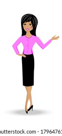 beautiful  slender woman in business suit on white background, vector illustration