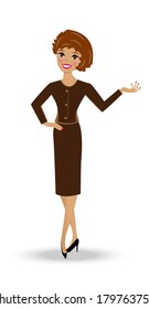 beautiful  slender woman in business suit on white background, vector illustration