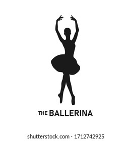 Hermosa bailarina de ballet delgada o bailarina posando icono. Bailando mujer, chica o mujer. Espectador de danza teatral en el escenario. Rendimiento de etapa. Estilo femenino. Día de la mujer - Dibujo de silueta vectorial.