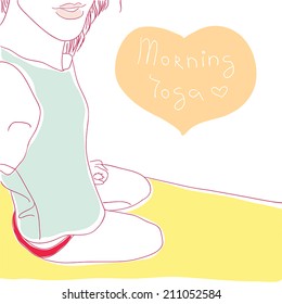 beautiful slim girl doing morning yoga. vector illustration.