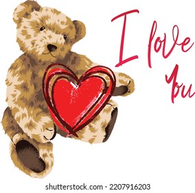 beautiful slogan to welcome you with bear vector illustration