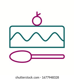 Beautiful Small Cake Line Vector Icon