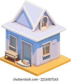 Beautiful small isometric house in white background.