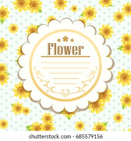 beautiful small yellow flower background with text label, Vector illustration
