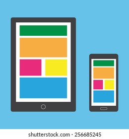 Beautiful Smartphone and Tablet flat icon design