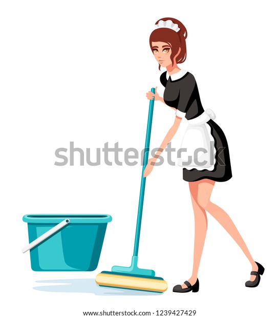 Beautiful Smiling Maid Classic French Outfit Stock Vector Royalty