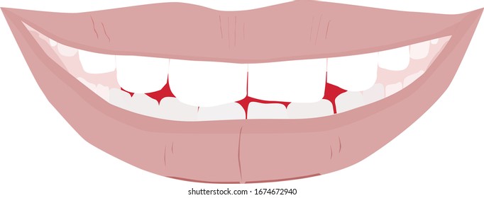 Beautiful smiling mouth with beautiful healthy teeth isolated on white