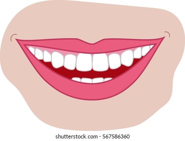 Beautiful smiling mouth with white teeth. Vector illustration