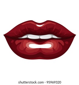 Hermosos labios rojos sonrientes