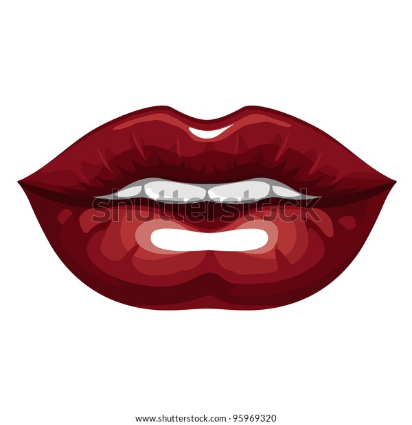 Beautiful Smiling Red Lips Stock Vector Royalty Free 95969320