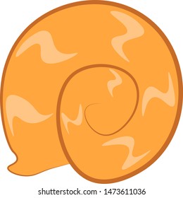 A beautiful snail in orange color, vector, color drawing or illustration.