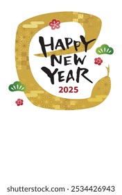A beautiful snake New Year's card in the shape of the Year of the Snake [Vertical] (2025, Snake)