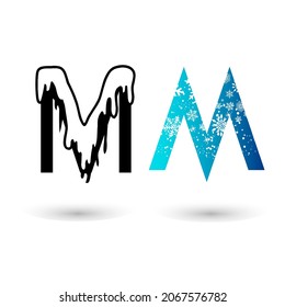 Beautiful Snow Letter M Typography