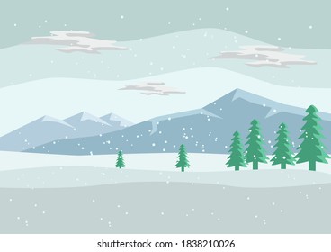 Beautiful Snow Scenery and Mountain Background