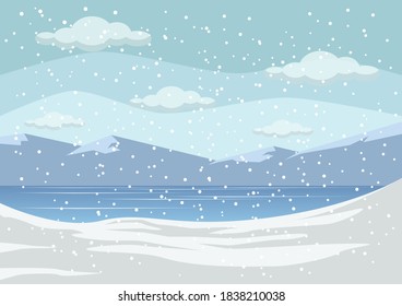 Beautiful Snow Scenery and Mountain Background