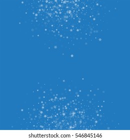 Beautiful snowfall. Abstract half circles with beautiful snowfall on blue background. Vector illustration.