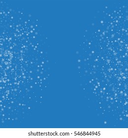Beautiful snowfall. Abstract shape with beautiful snowfall on blue background. Vector illustration.