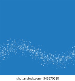 Beautiful snowfall. Bottom wave on blue background. Vector illustration.