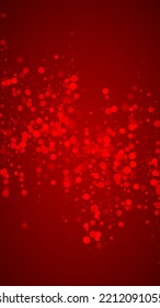 Schöner Schneefall-Weihnachtshintergrund. Subtile fliegende Schneeflocken und Sterne auf christlich-rotem Hintergrund. Schöne Schneefall-Overlay-Vorlage. Vertikale Vektorgrafik.