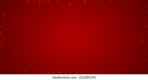 Schöner Schneefall-Weihnachtshintergrund. Subtile fliegende Schneeflocken und Sterne auf christlich-rotem Hintergrund. Schöne Schneefall-Overlay-Vorlage. Große Vektorgrafik.