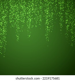 Beautiful snowfall christmas background. Subtle flying snow flakes and stars on christmas green background. Beautiful snowfall overlay template. Square vector illustration.