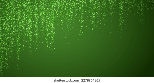 Beautiful snowfall christmas background. Subtle flying snow flakes and stars on christmas green background. Beautiful snowfall overlay template. Wide vector illustration.