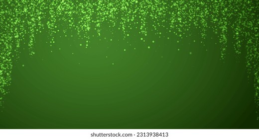Beautiful snowfall christmas background. Subtle flying snow flakes and stars on christmas green background. Beautiful snowfall overlay template. Wide vector illustration.