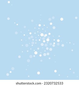 Beautiful snowfall christmas background. Subtle flying snow flakes and stars on light blue winter backdrop. Beautiful snowfall overlay template. Square vector illustration.