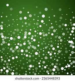 Beautiful snowfall christmas background. Subtle flying snow flakes and stars on christmas green background. Beautiful snowfall overlay template. Square vector illustration.