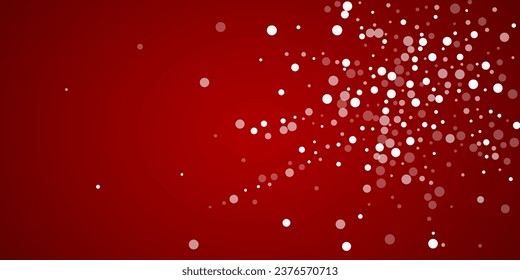 Beautiful snowfall christmas background. Subtle flying snow flakes and stars on christmas red background. Beautiful snowfall overlay template. Wide vector illustration.