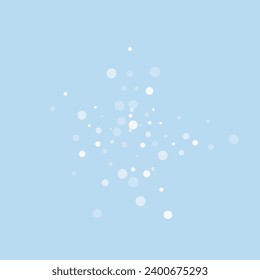 Beautiful snowfall christmas background. Subtle flying snow flakes and stars on light blue winter backdrop. Beautiful snowfall overlay template. Square vector illustration.