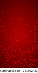 Beautiful snowfall christmas background. Subtle flying snow flakes and stars on christmas red background. Beautiful snowfall overlay template. Vertical vector illustration.