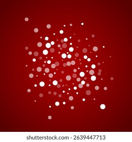 Beautiful snowfall christmas background. Subtle flying snow flakes and stars on christmas red background. Beautiful snowfall overlay template. Square vector illustration.