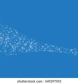Beautiful snowfall. Comet with beautiful snowfall on blue background. Vector illustration.